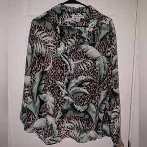 Tommy Bahama Women's 100% Silk Tropical Print Blouse (L)